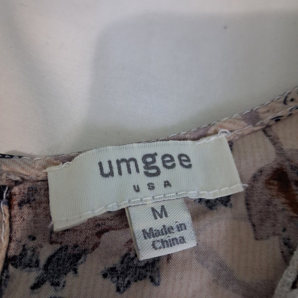Umgee USA Floral Tunic Dress Medium Boho Crochet Lace V-Neck Bell Sleeve Blue - Picture 8 of 15